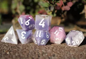 Galactic Dream Handmade Resin 7 Piece DND RPG 5e Polyhedral Sharp Edge Dice Set - Picture 1 of 7