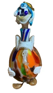 VINTAGE MURANO STYLE CLOWN Decanter Glass Multi-colored As Found 9.5” - Picture 1 of 19