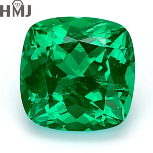 Lab Grown Emerald Loose Gemstones Cushion Cut Hydrothermal AGL Certificate - Picture 1 of 15
