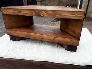 Eck Rustikal Kiefer TV-Gerät massiv klobig Holz Ständer/Schrank - Tudor Eiche Wachs - Bild 1 von 4