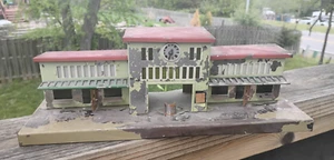 Cool Funky Vintage Kibri Train Station Model Tin Platform Clock Lighted - Picture 1 of 14
