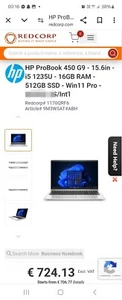 Hp Probook 450 G9 I5-1235u 16gb+ssd512gb.iris Xe. Win11 Pro neuf Jamais Déballé - Photo 1/10