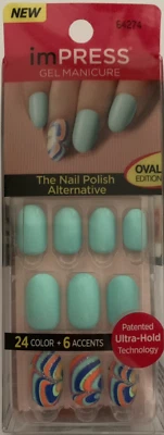 BROADWAY NAILS imPRESS 30 press on false nails in mint green & alternative nails 64274 *3 FOR 2