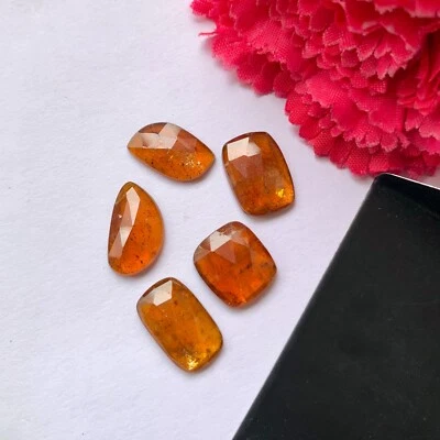 Natural Orange kyanite Rose cut Cabochon 14mm-15mm Loose Gemstone For Jewelry - Image 1 of 4