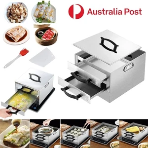 Cantonese Rice Noodle Roll Steamer Double-Layer Stainless Steel Cheung Fun Tools - Picture 1 of 22