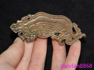 3,2 Zoll China alte Dynastien Hetian Jade geschnitzt Reichtum Tiger Tier Yubi Statue - Bild 1 von 6