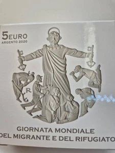 5 Euro Vatikan, 2020, Welttag des Migranten und Flüchtlings, Silber, PP, Box - Bild 1 von 3