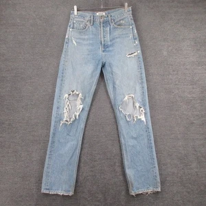 Agolde Jeans Damen 24 blau 90s Mid Rise Straight Distressed Button Fly - Bild 1 von 13
