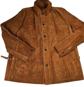 Cowhide Leather Welding Jacket Snap Up Men’s Size Large-See Measurements - Picture 1 of 11
