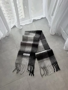 Acne Studios Mohair Fringed Checked Scarf - multicolor big size RRP £250 black - Picture 1 of 6