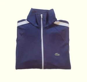 LACOSTE VTG 80s 90s RETRO FADED FULL ZIP TENNIS ACRYLIC JACKET BLUE MENs SZ M - Picture 1 of 8