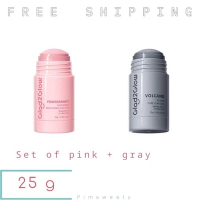 Set of Pink + Gray X 25 g Glad2Glow Pomegranate Niacinamide + Alaska Volcano - Image 1 of 4