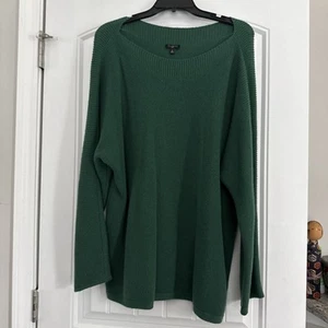 Talbots 2X Mujer’s Túnica Suave Suéter Largo SLV Verde Joya Cuello Mangas Acanaladas - Imagen 1 de 9