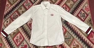 Gucci Logo GC BEE  Slim White Button Shirt Men Size 39/15 Made in Italy - Picture 1 of 13