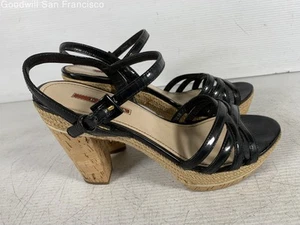 Entrupy Authenticated COA Prada Black Leather Espadrille Womens Sandals Size 38 - Picture 1 of 9