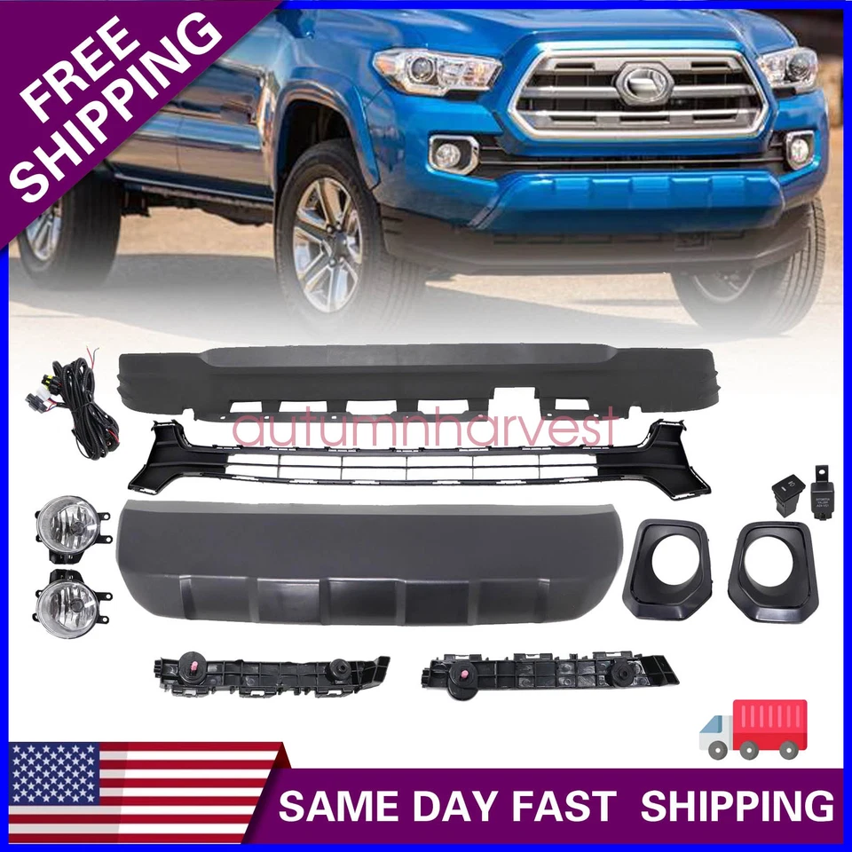 Front Grille Valance Fog Light Bezels Bracket Set Fit 2016-2023 Toyota Tacoma SR - Image 1 of 4