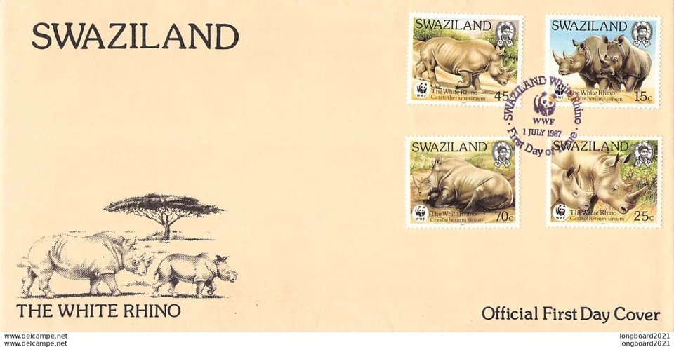SWAZILAND - FDC 1987 WWF - The White Rhino -4346- - Image 1 of 1