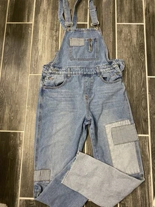 POL Denim Patchwork Boho Boutique Denim Coveralls Sz Small S (US 2/4) - Picture 1 of 6