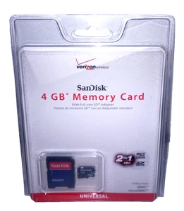 SanDisk 4 GB Memory Card - microSDHC Card w/ SD & miniSD Adapter - New - Picture 1 of 4
