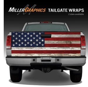 Envolturas de calcomanía gráfica de vinilo vintage para camión de madera American Flag - Imagen 1 de 1