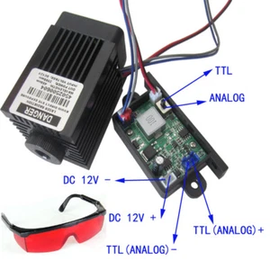 Módulo láser azul enfocable 2,5W 2500mW 450nm TTL + gafas de grabado señal AnAlog - Imagen 1 de 12