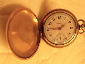 Elign Ladies Pocket watch 15 jewel Hunters case enameled dial 0 size - Picture 1 of 22