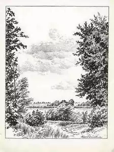MÄRKISCHE LANDSCHAFT - Max BRÜCKNER Berlin - Strichätzung 1937 HEYDER Verlag - Picture 1 of 1