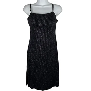 Vintage 90s Next Up Black Pink Blue Glitter Polka Dot Slip Dress Size S - Picture 1 of 8
