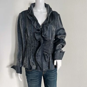 Samuel Dong Women's Blouse Size XL Art to Wear Ink Shimmer Gray 20272 - Picture 1 of 8
