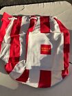Vintage Wells Fargo bag hand bag red and white striped 2 gallon with rope handle