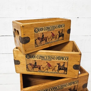 Horse Dressage Vintage Box Wooden Advertising Crate Spanish Showjumping Pony - Picture 1 of 4