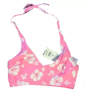 No Boundaries JR’s Reversible Cropped Pink Hibiscus Halter Top M ( 7- 9) NWT - Picture 1 of 8