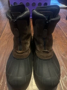 Khombu Mens Zip-up Thermolite Brown Winter Boots/Black Size 10 - Picture 1 of 6