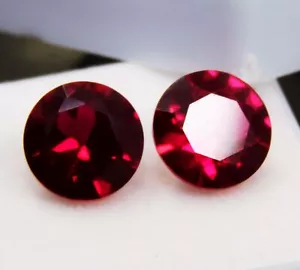 Coppia pietre preziose sfuse taglio tondo rubino rosso certificato naturale impeccabili 6 ct 9 x 5 mm - Foto 1 di 10