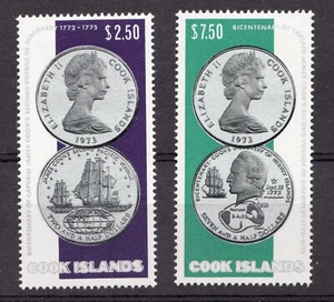 1974 Cook Islands Sc# 406-07 Cook Bicentennial, "Coin on Stamp". MNH Cv$30 - Picture 1 of 1