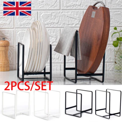 2XUpright Plate Storage Rack Metal Holder Kitchen Cabinet Dish Drying Organizers - Image 1 of 4