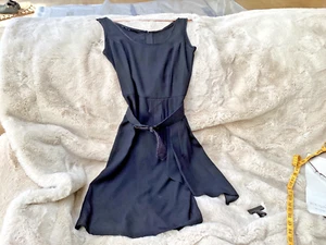 Vintage, Ladies (petit) Scooped Black Dress with Stylish Fixed Hanging Tie. Used - Picture 1 of 4