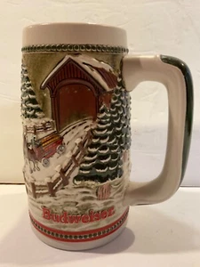 Budweiser Anheuser-Busch Clydesdales überdachte Brücke Bier Stein Ceramarte - Bild 1 von 4