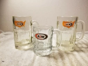 Vintage A&W Root Beer Mug's Two Tall Ones Are 5 3/4'' Tall Small One Is 4 1/4''  - Picture 1 of 5