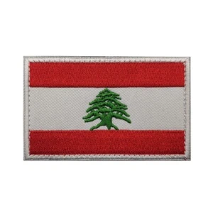 Parche militar bordado bandera nacional libanesa gancho bucle emblema insignia - Imagen 1 de 2