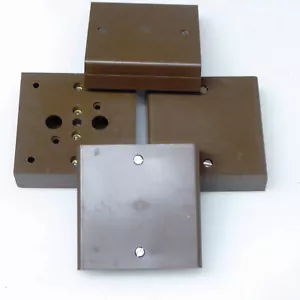 4x Burglar Alarm Junction box 8 way leaf tamper 65 x 65 x 17mm square Brown - Picture 1 of 6