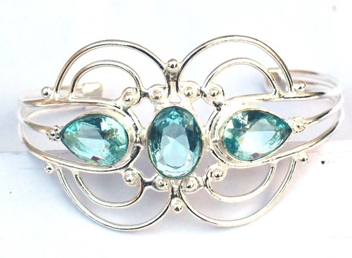 VALENTINO Bracciale regolabile gioielli argento sterling 925 pietra acquamarina acquamarina