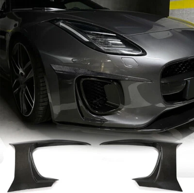 Cubierta divisor de ventilación de aire aletas de parachoques delantero de carbono real para Jaguar F-Type 2017-19 Foto 1 de 4