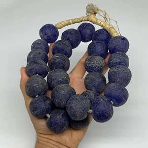 2.24 lbs, 25mm-30mm, 1 Strand, 25 beads, Blue Sea Glass Beads, B35662 - Picture 1 of 14
