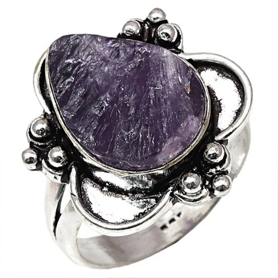 Joyería de plata hecha a mano con piedras preciosas drusas de amatista "8,5" Foto 1 de 4