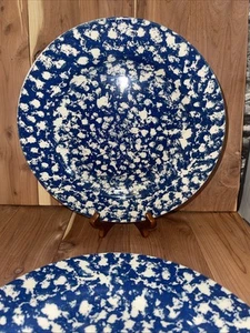 4 Sponged Blue On Off White, No Trim Splatter Gibson 9 3/4” Plate Cottagecore - Picture 1 of 4