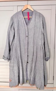 Ewa i Walla Blue / Grey Herringbone Long Line Jacket XL - Picture 1 of 6