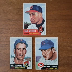 1953 Topps Baseball- Dale Mitchell, Cal Abrams, Frank Smith 3 Card Vintage Lot - Picture 1 of 12