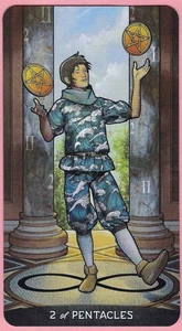 Two of Pentacles, Gregory Scott, Single Swap Tarot Card, 2 9/16" x 4 5/8" - NM - Picture 1 of 3