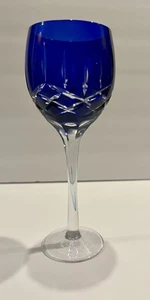 Kobaltblau geschnitten auf klarem Weinglas 8,25" Höhe atemberaubend, Geschenk, schön, elegant - Bild 1 von 7